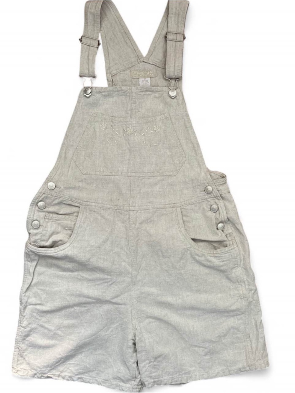 Cherokee Cream Linen-Cotton Shortalls Short Overalls